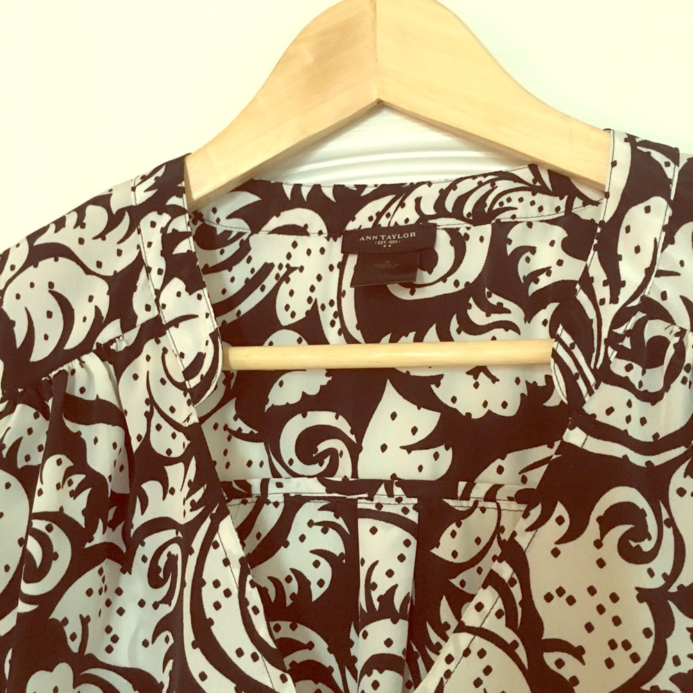 Anne Taylor three quarter length silky blouse